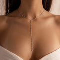 Sparkling Diamond Lariat Necklace Silver 18K Gold Plated