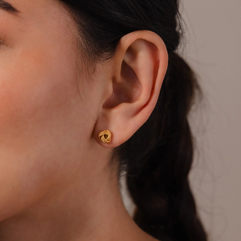 Rope Knot Studs Silver 18K Gold Plated
