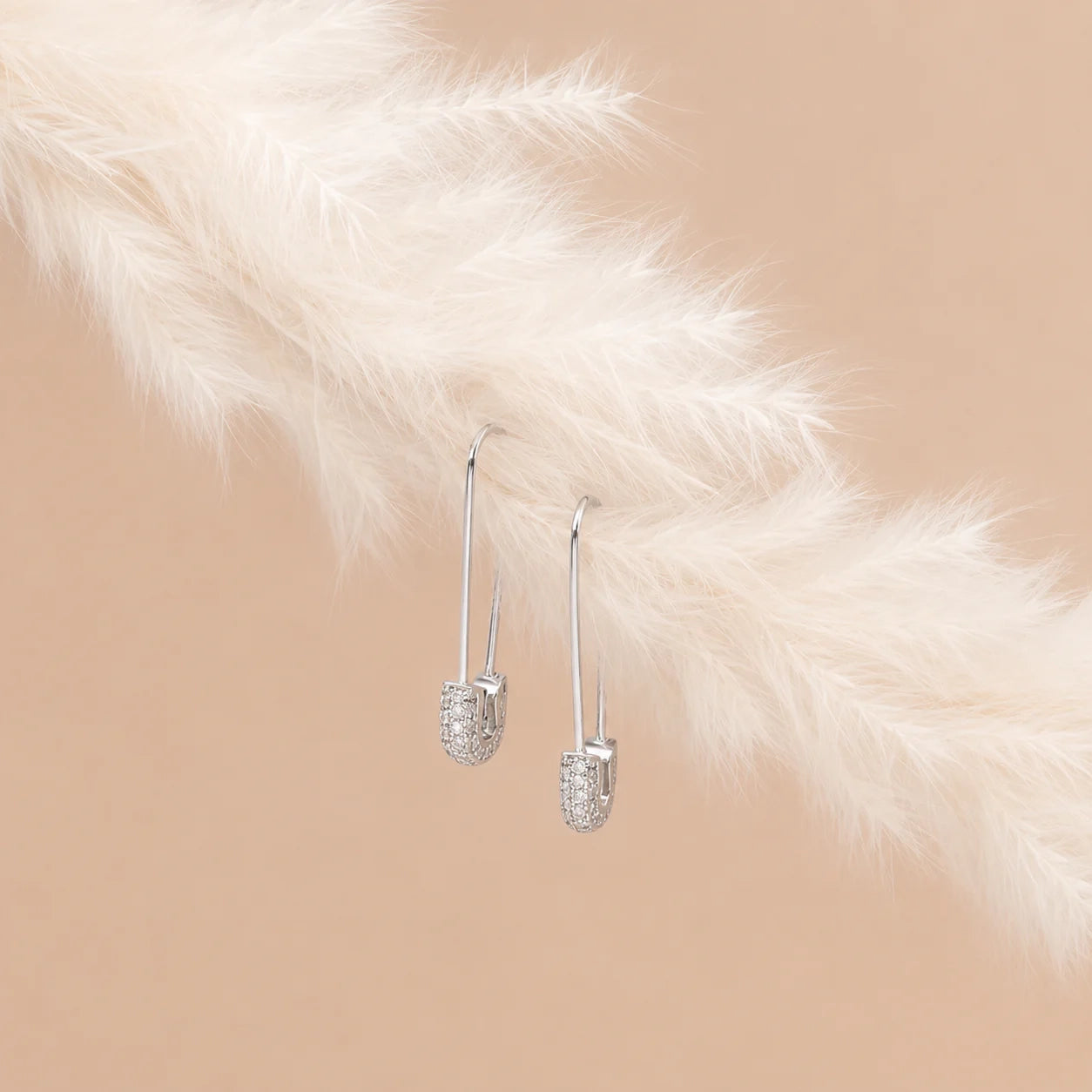 Pave Safety Pin Earrings
