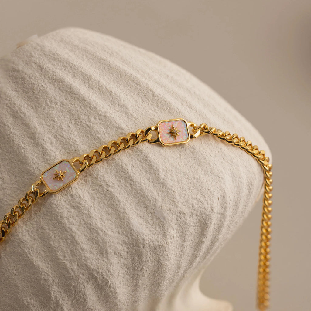 North Star Opal Trio Necklace Silver 18K Gold Plated
