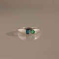 Toi et Moi Pear-Baguette Cut Dome Ring Silver 18K Gold Plated