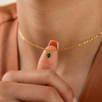 Tiny Jade Heart Necklace Silver 18K Gold Plated
