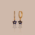 Sapphire Blossom Drop Huggies Silver 18K Gold Plated