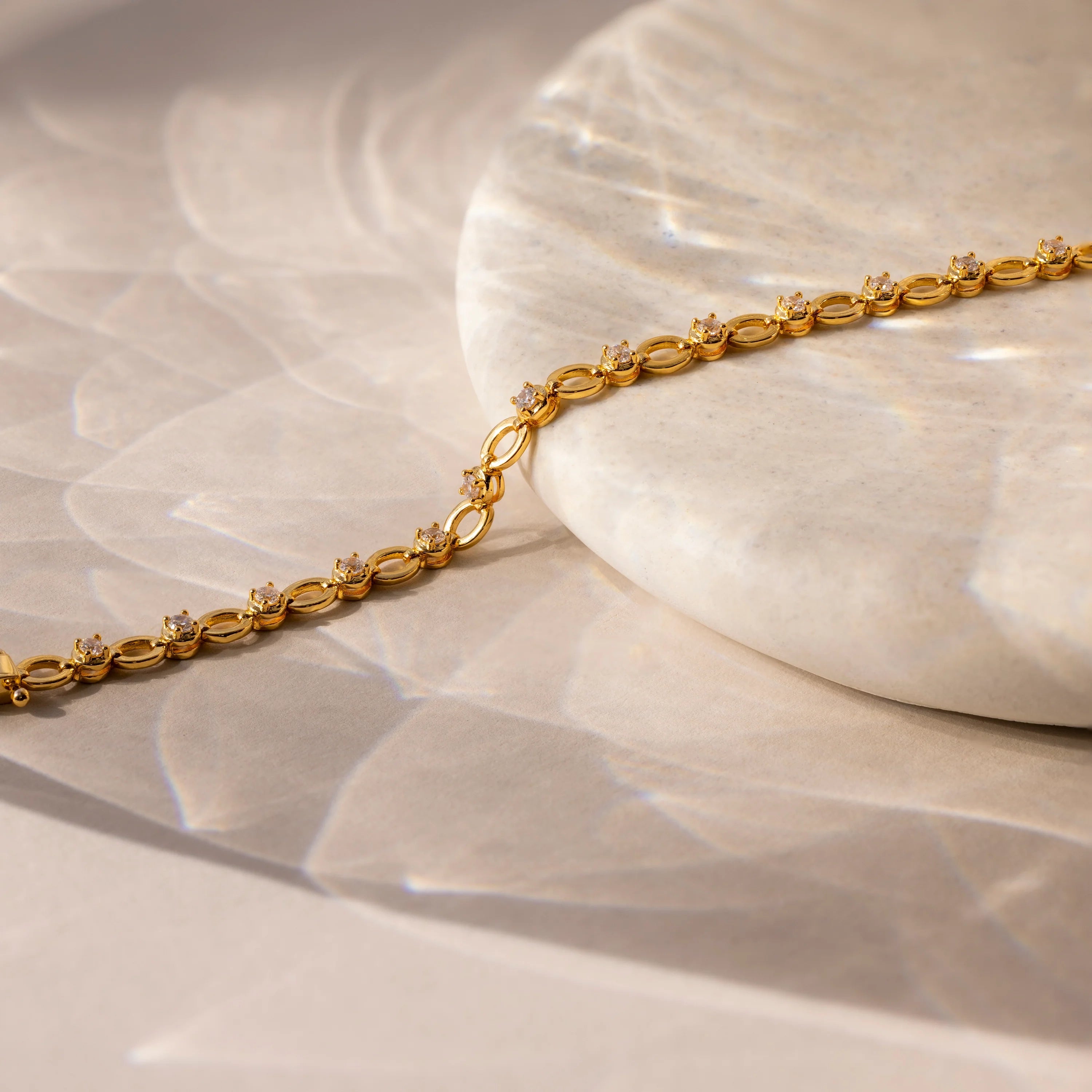 Diamond Chain Tennis Bracelet Silver 18K Gold Plated