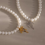 Bow Pearl Bracelet Silver 18K Gold Plated