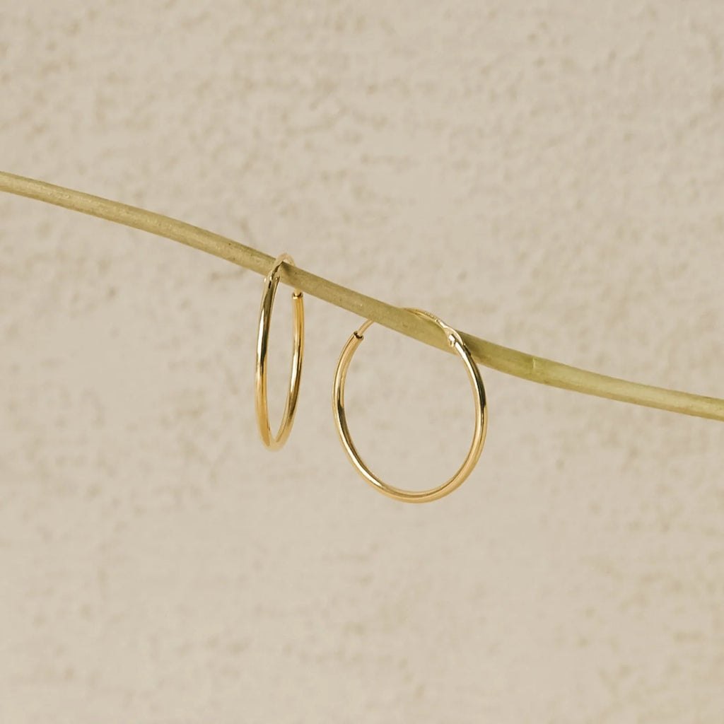 Thin Hoop Earrings Silver 18K Gold Plated