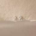 Diamond Moonstone Orbit Studs Silver 18K Gold Plated