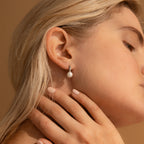 Pearl Drop Huggies Silver 18K Gold Plated