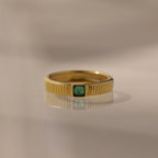 Ribbed Emerald Band Silver 18K Gold Plated