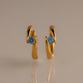 Blue Zircon Huggies Silver 18K Gold Plated