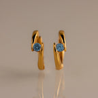 Blue Zircon Huggies Silver 18K Gold Plated