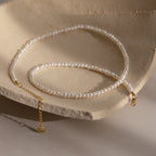 Freshwater Pearl Beaded Necklace Silver 18K Gold Plated