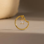 Opal Drop Chain Ring Silver 18K Gold Plated
