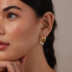 Mixed Metal Raindrop Studs Silver 18K Gold Plated