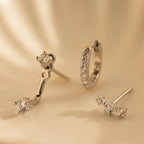 Diamond Earrings Set Silver 18K Gold Plated