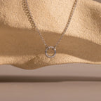 Cable Chain Circle Charm Necklace Silver 18K Gold Plated
