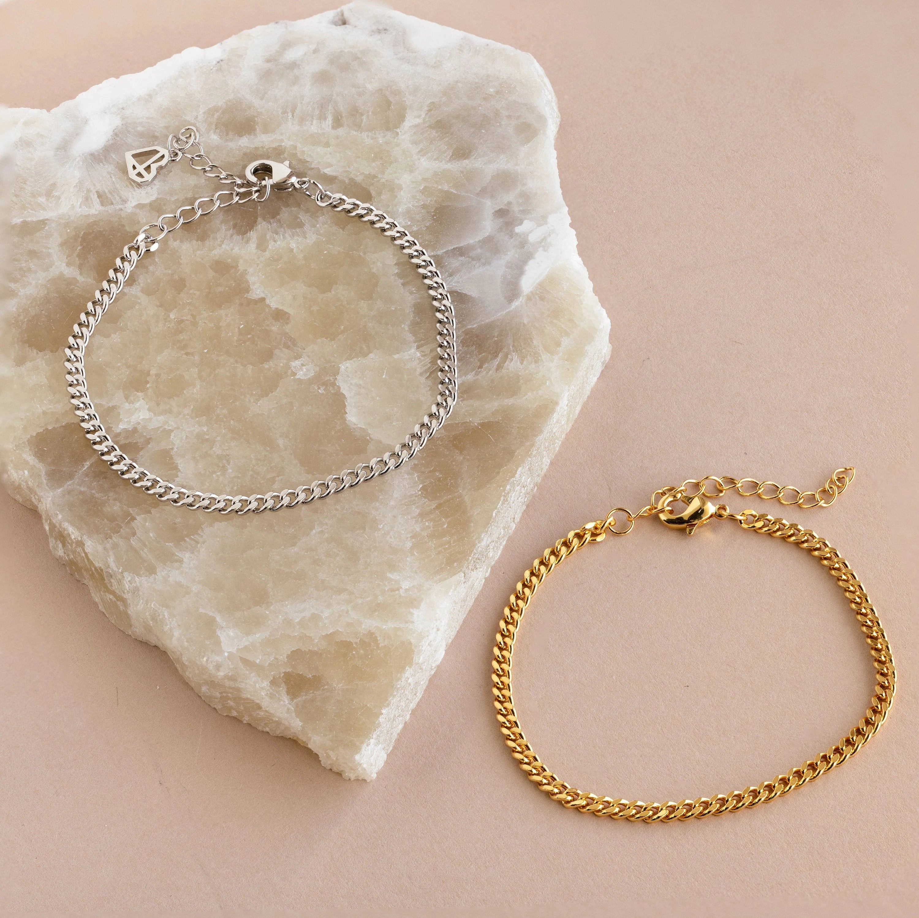 Curb Chain Bracelet Silver 18K Gold Plated
