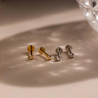 North Star Flatback Studs Silver 18K Gold Plated