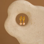 Pink Opal Drop Huggies Silver 18K Gold Plated