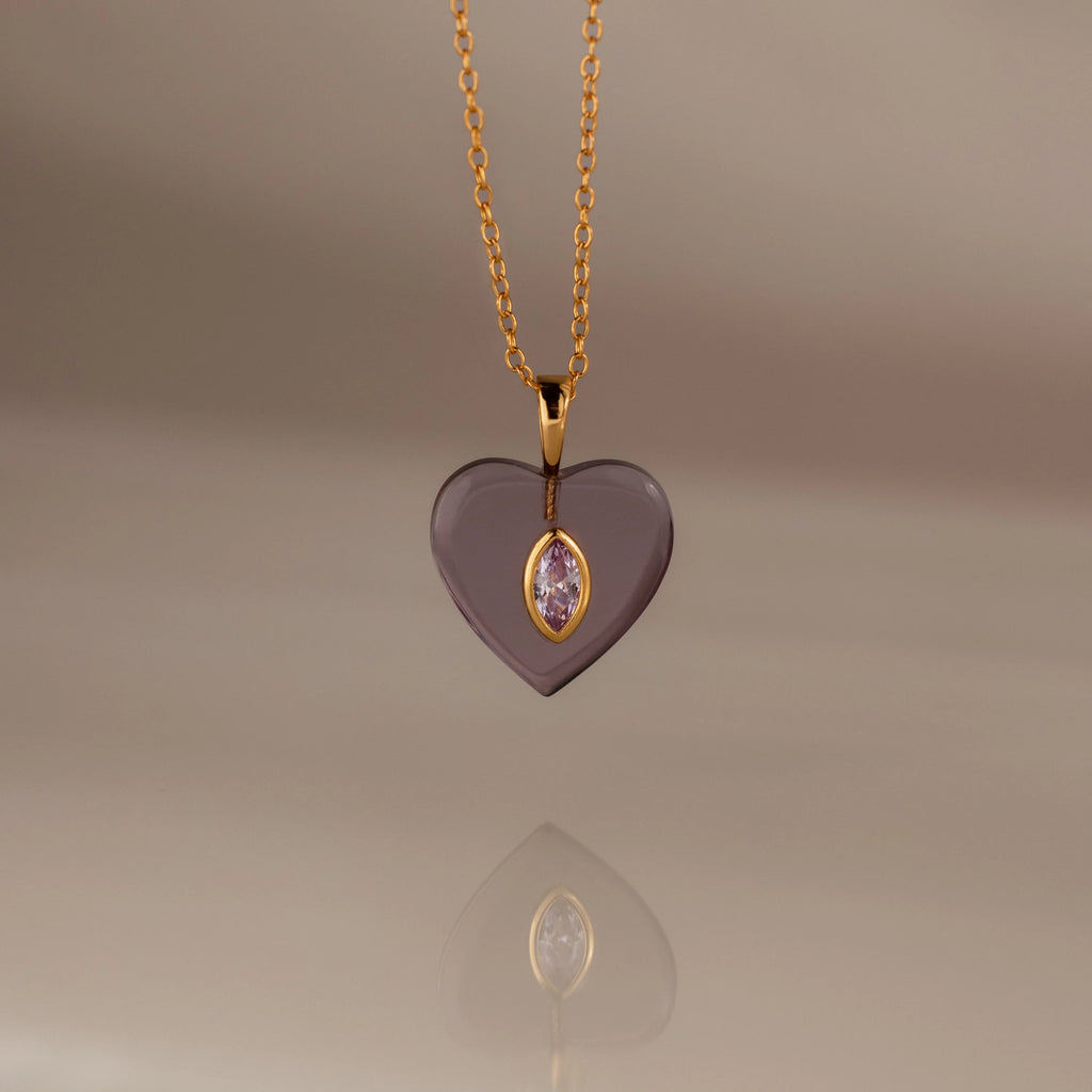 Heart-Marquise Cut Alexandrite Crystal Necklace Silver 18K Gold Plated