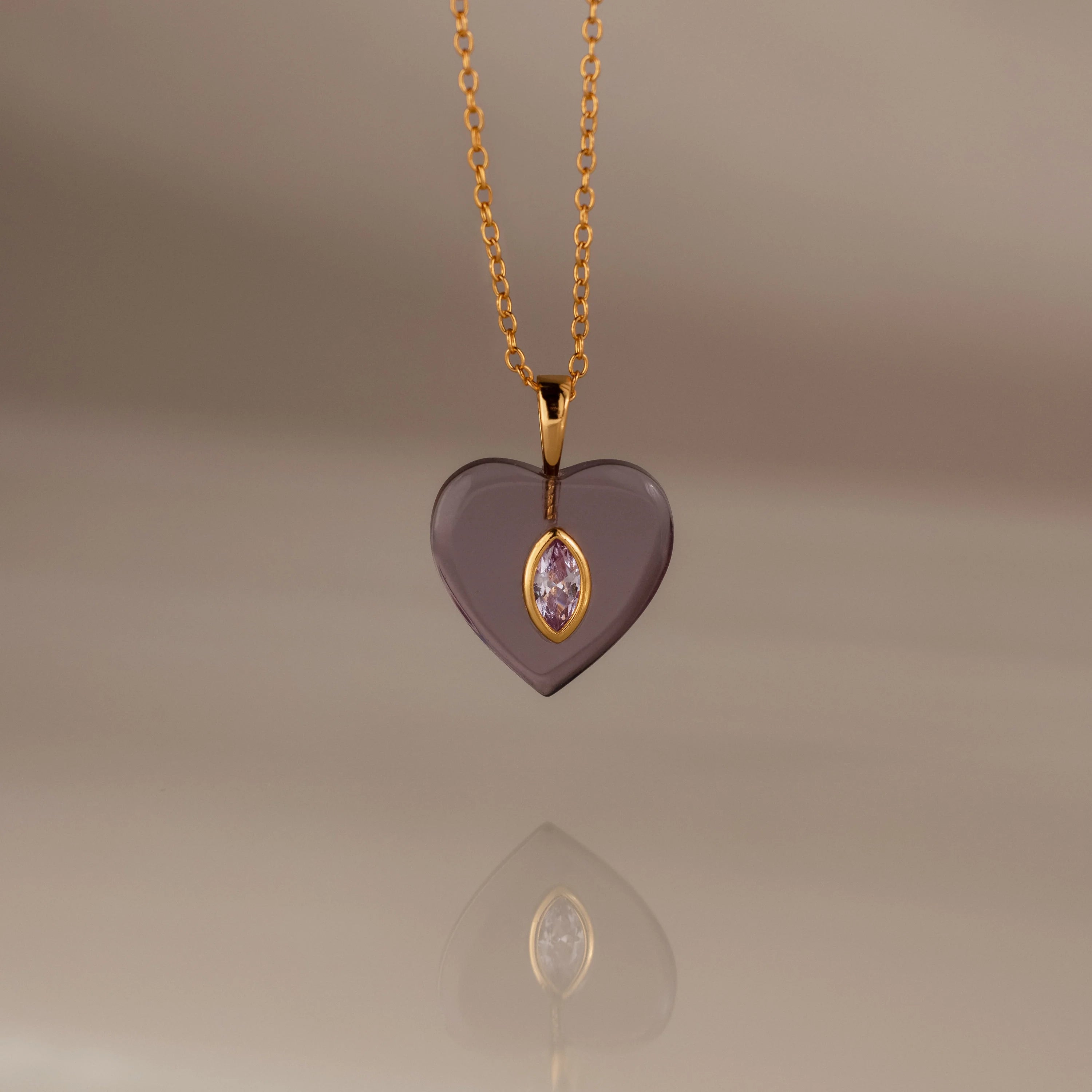 Heart-Marquise Cut Alexandrite Crystal Necklace Silver 18K Gold Plated