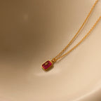 Ruby North Star Necklace Silver 18K Gold Plated