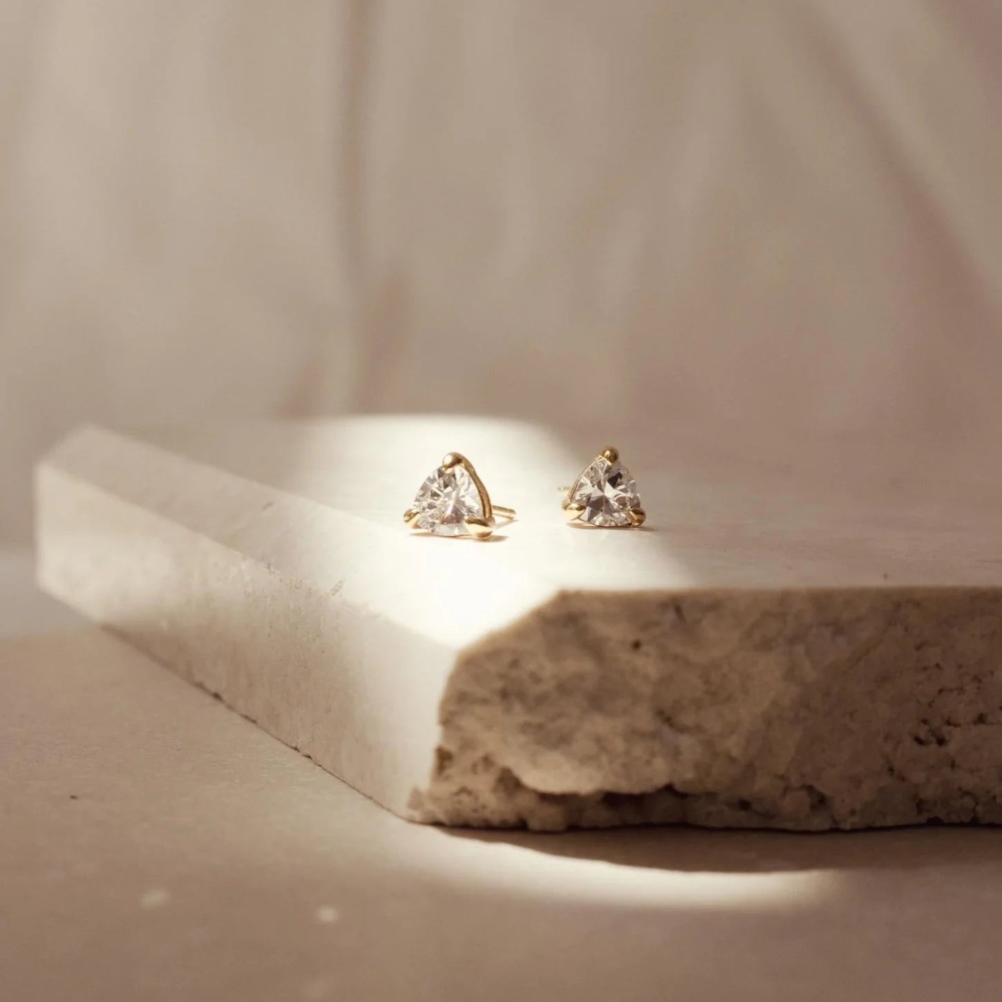 Triangle Diamond Studs Silver 18K Gold Plated