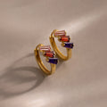 Multiple Tapered Birthstone Huggies Silver 18K Gold Plated