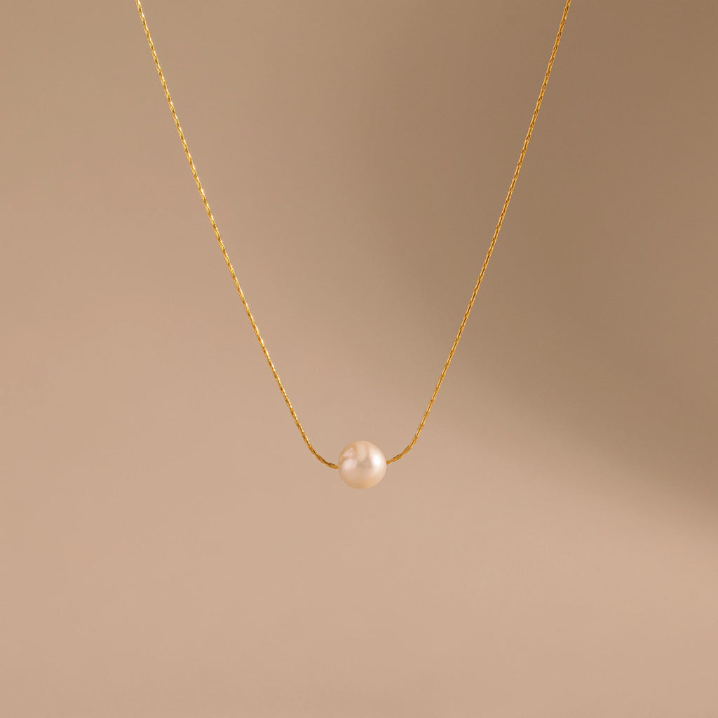 Dainty Pearl Dot Necklace Silver 18K Gold Plated