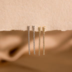 Diamond Tennis Dangle Earrings Silver 18K Gold Plated