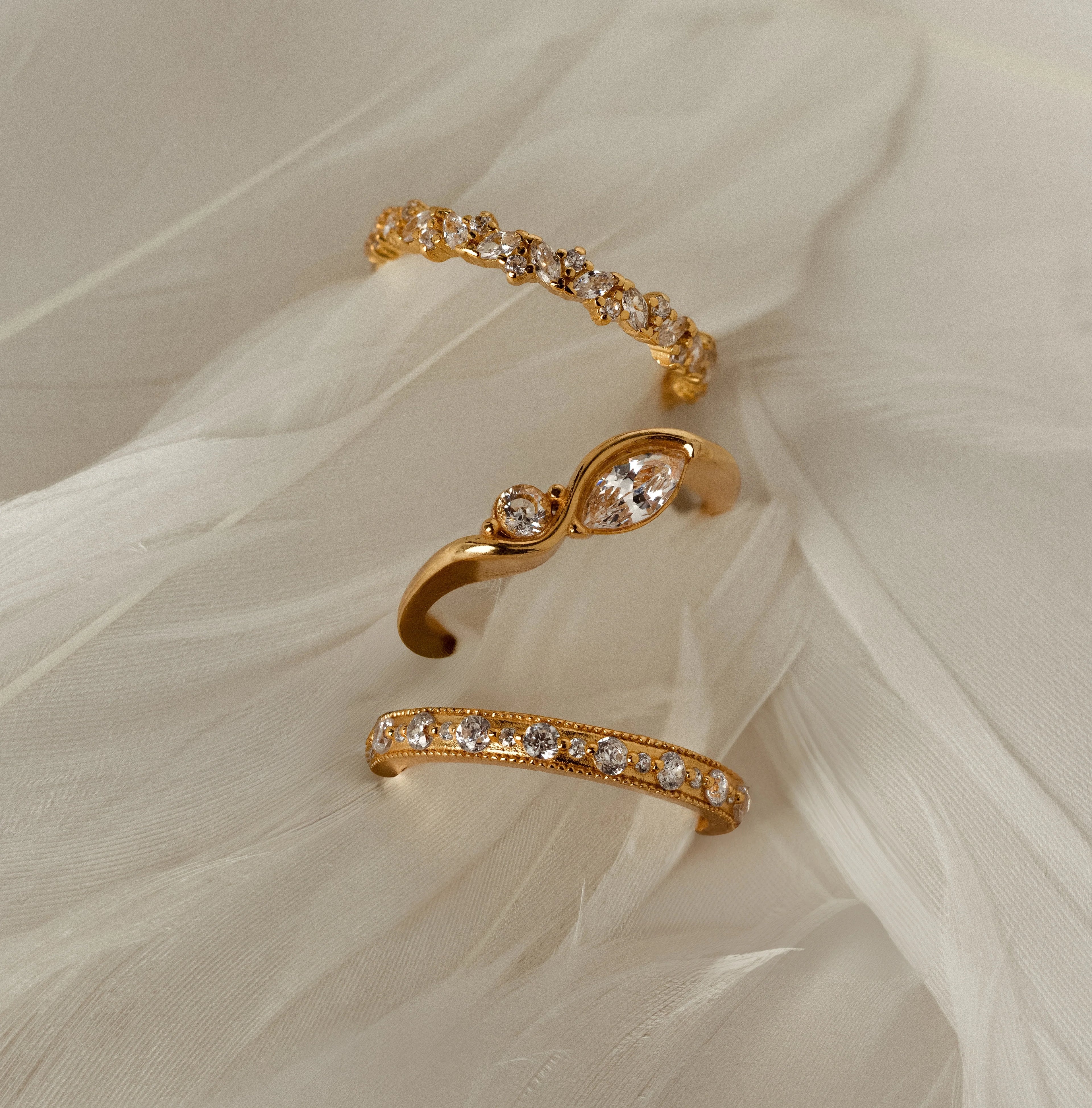 Diamond Eternity Ring Silver 18K Gold Plated