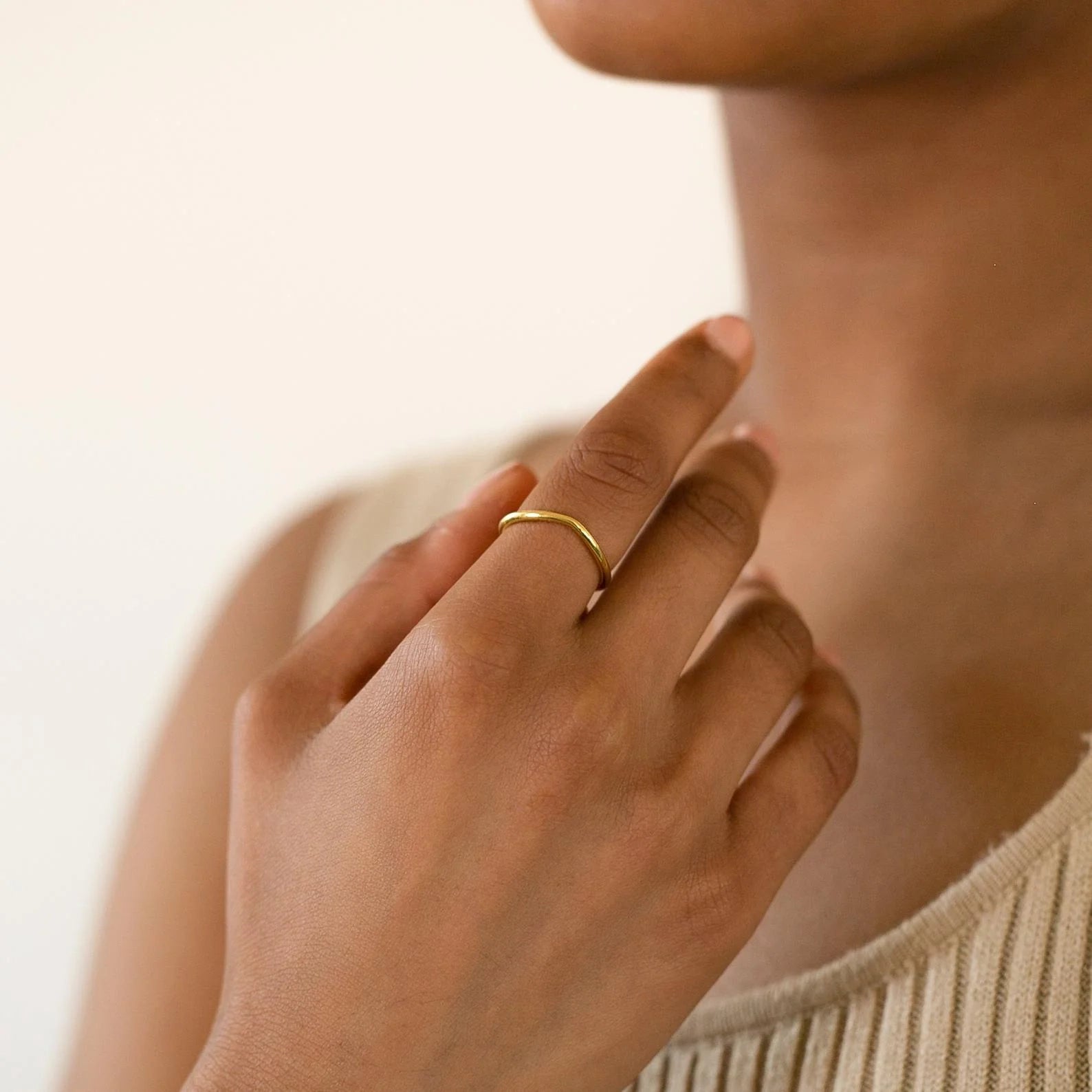 Dainty Wave Band Silver 18K Gold Plated
