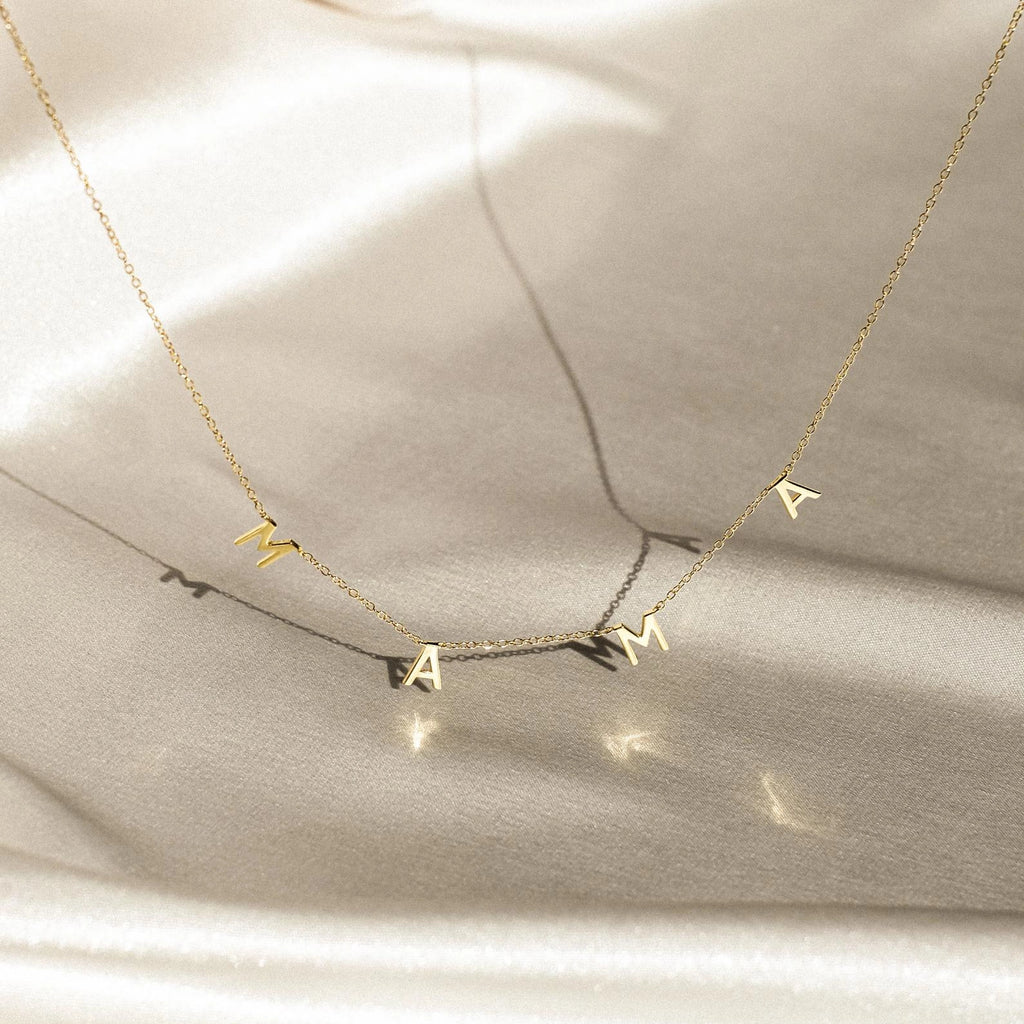 Mama Letter Necklace Silver 18K Gold Plated