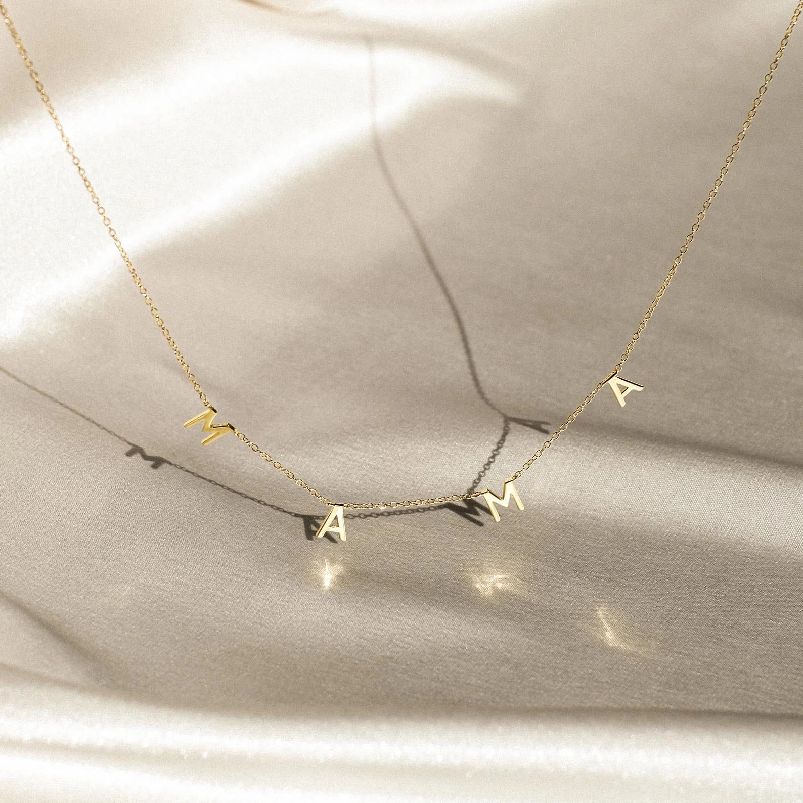 Mama Letter Necklace Silver 18K Gold Plated