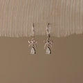 Diamond Teardrop Ribbon Charm Hoops Silver 18K Gold Plated