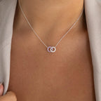 Interlocking Duo Birthstone Necklace Silver 18K Gold Plated