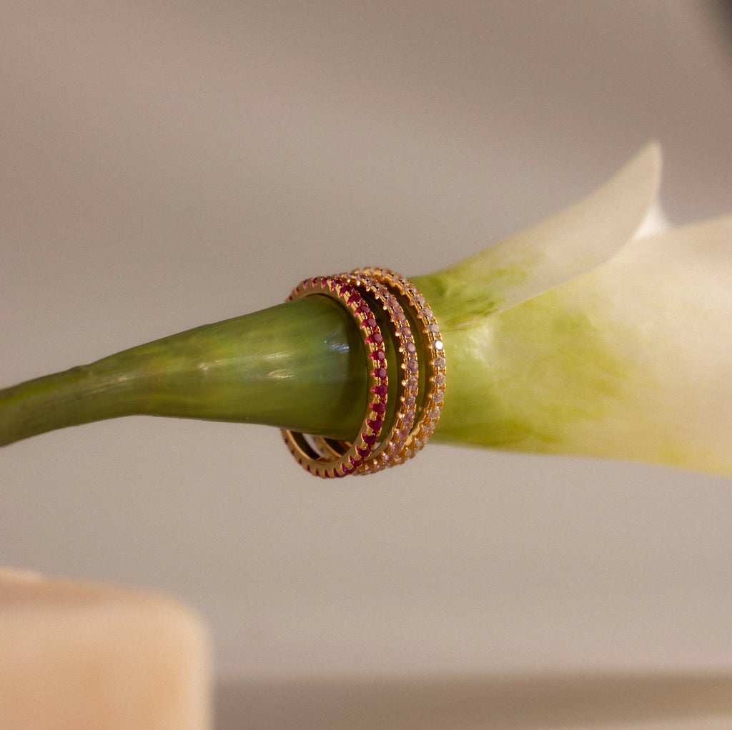 Endless Eternity Pink Tourmaline Ring Silver 18K Gold Plated