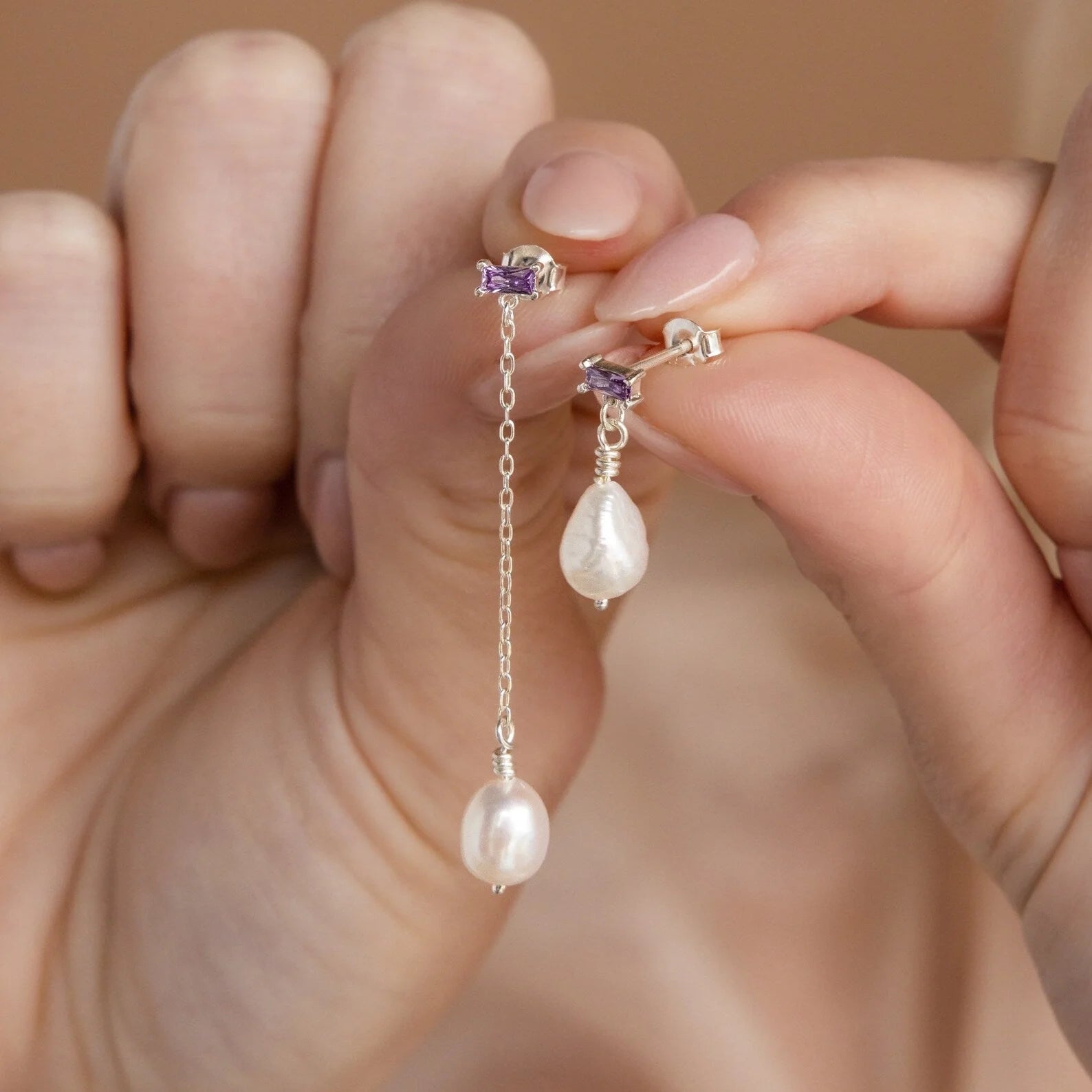 Mismatched Custom Baguette Birthstone Earrings