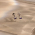 Geometric Amethyst Flat Back Studs Silver 18K Gold Plated
