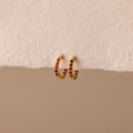Garnet Inside Out Huggies Silver 18K Gold Plated
