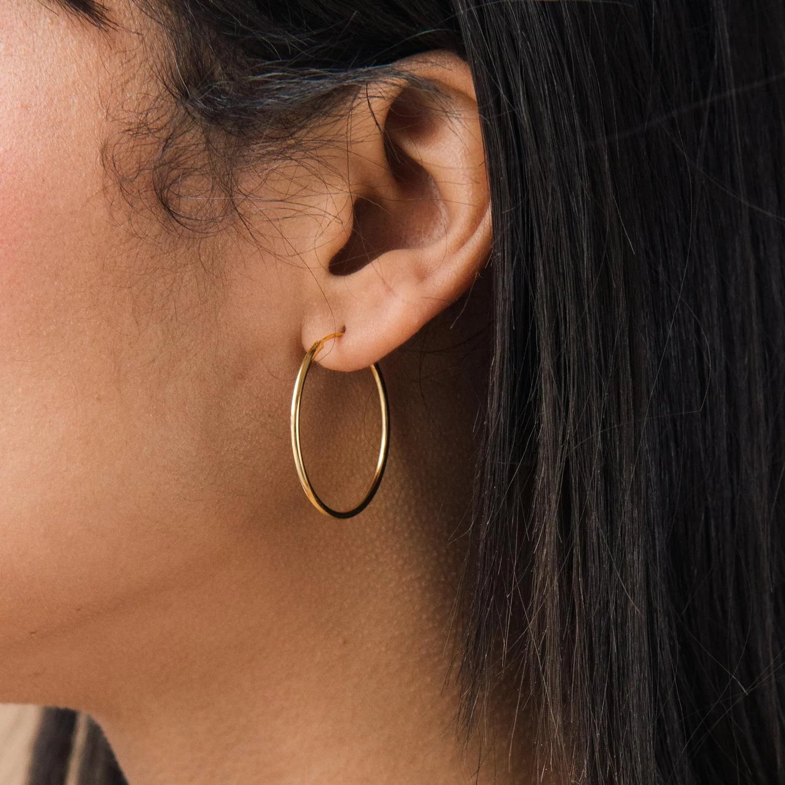 Large Thin Hoops Silver 18K Gold Plated