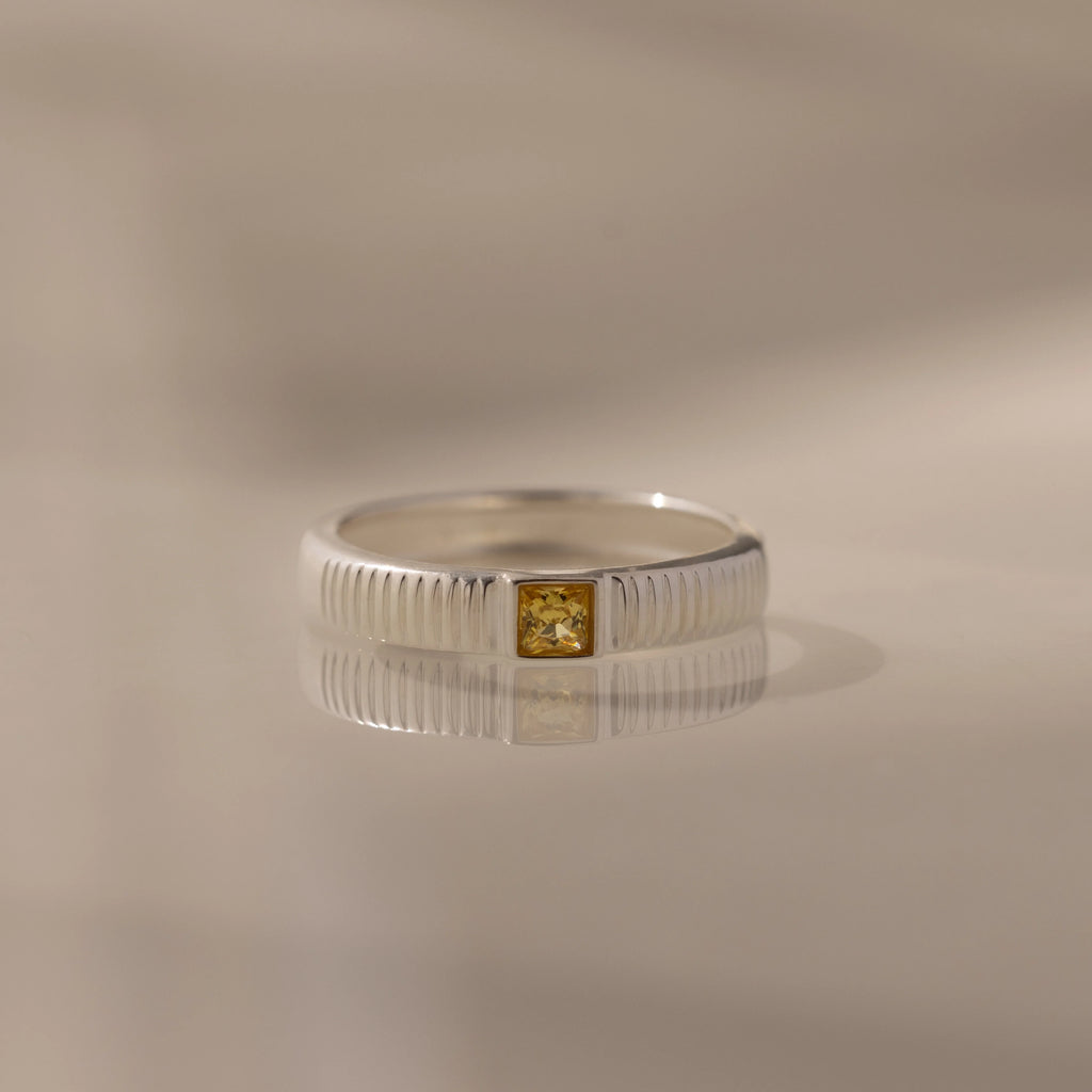 Ribbed Topaz Band Silver 18K Gold Plated