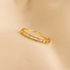 Diamond Station Ring Silver 18K Gold Plated