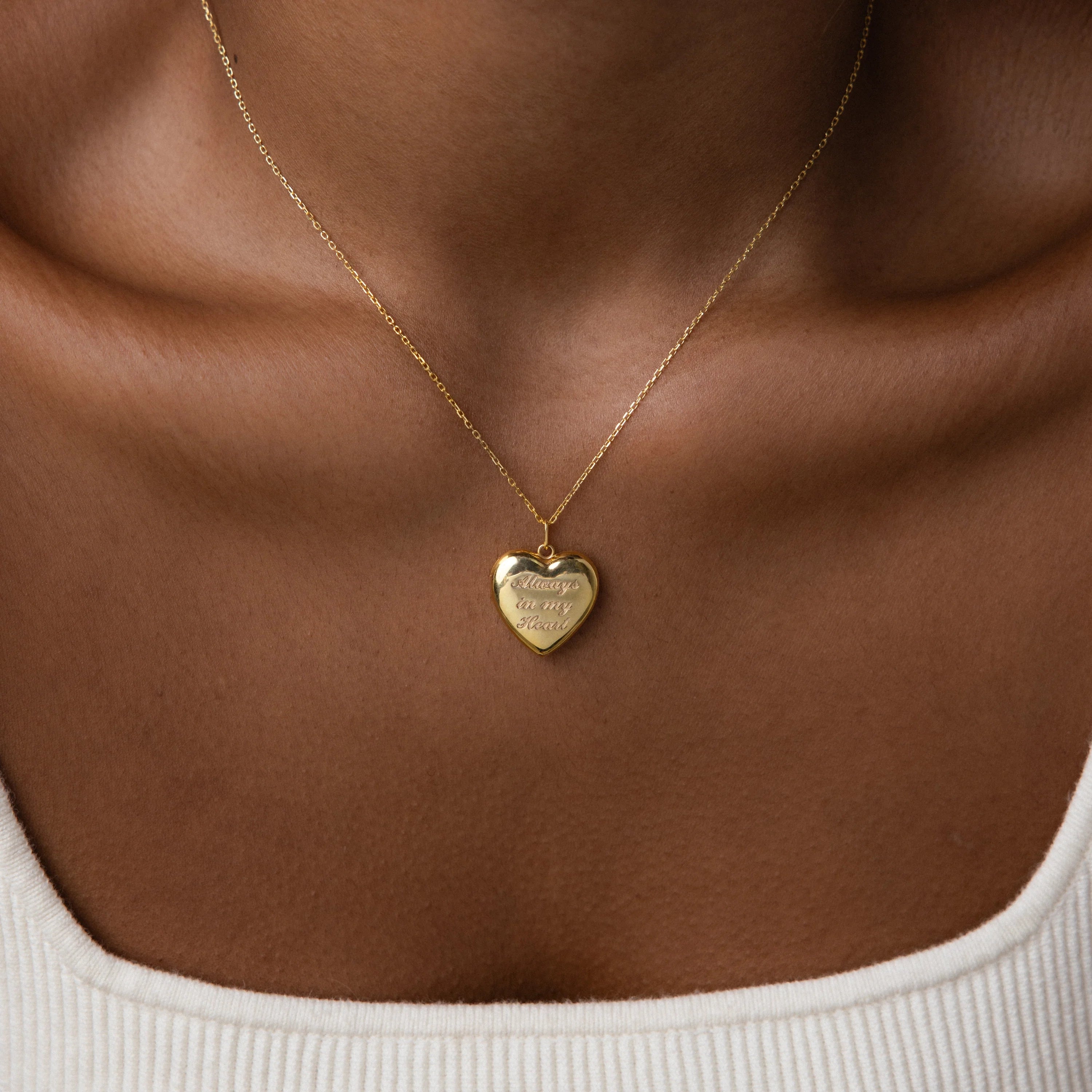 Handwriting Heart Locket Necklace Silver 18K Gold Plated