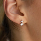 Diamond Drop Studs Silver 18K Gold Plated