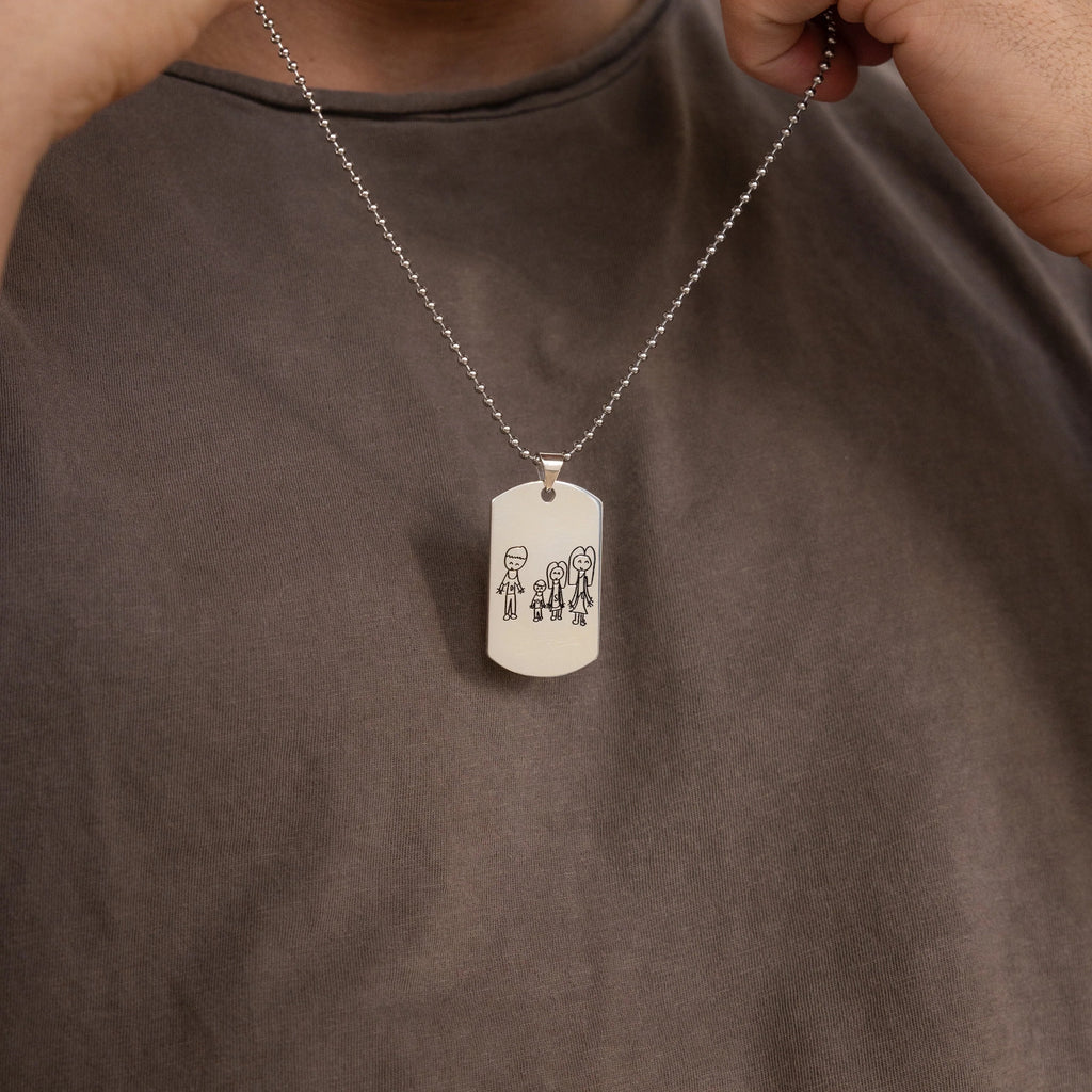 Men's Dog Tag Necklace Silver 18K Gold Plated