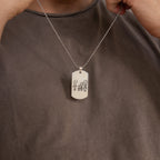 Men's Dog Tag Necklace Silver 18K Gold Plated