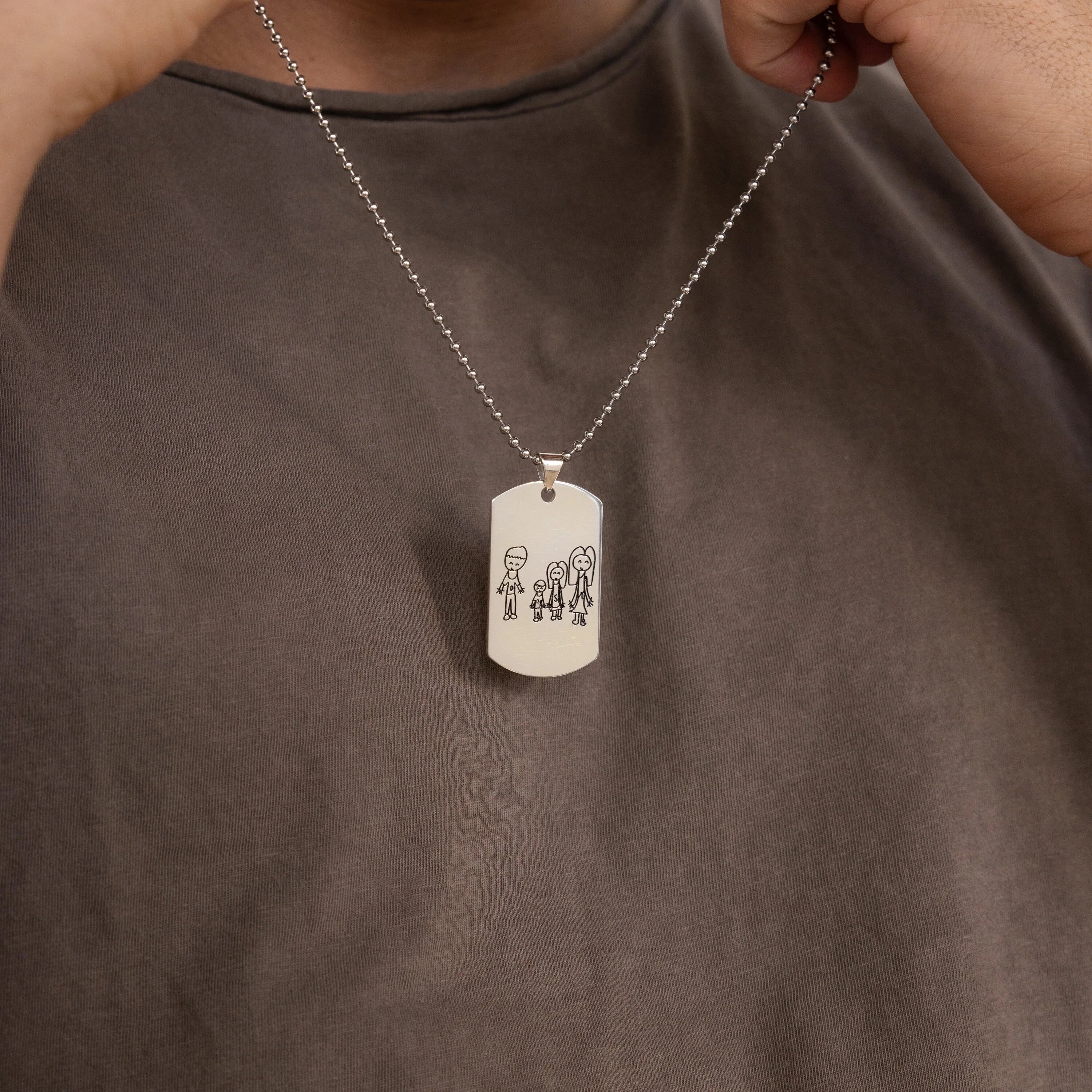Men's Dog Tag Necklace Silver 18K Gold Plated
