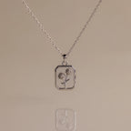 Diamond Birth Flower Charm Necklace Silver 18K Gold Plated