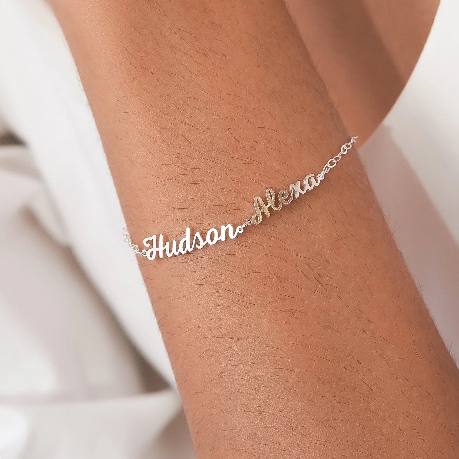 Classic Multiple Name Bracelet Silver 18K Gold Plated